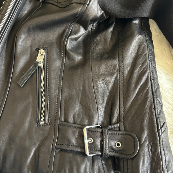 MICHAEL Michael Kors Black Hooded Quilted Leather Jacket Small - Picture 4 of 11